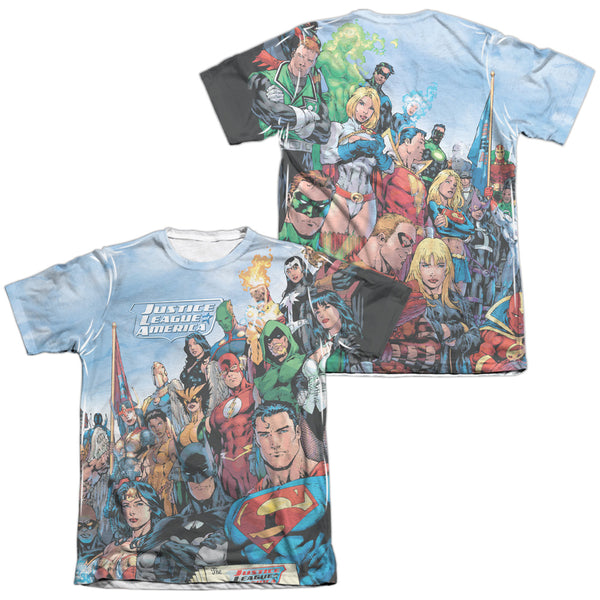 JLA - Justice League Of America (Front - Back Print) Adult Regular Fit Short Sleeve 65 - 35 Poly - Cotton