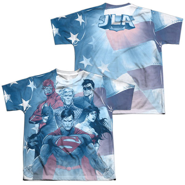JLA - United (Front - Back Print) Youth Short Sleeve 100% Poly