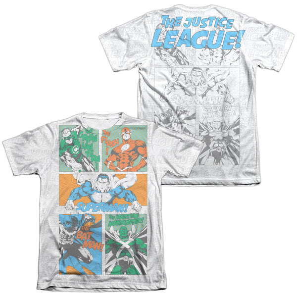 JLA - Justice Panels (Front - Back Print) Adult Regular Fit Short Sleeve 65 - 35 Poly - Cotton