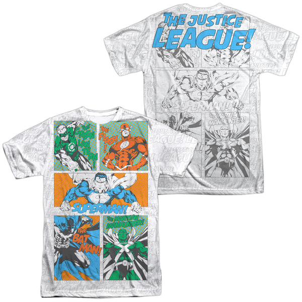 JLA - Justice Panels (Front - Back Print) Adult Regular Fit Short Sleeve 100% Poly