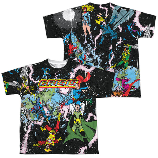 JLA - Crisis Variant (Front - Back Print) Youth Short Sleeve 100% Poly