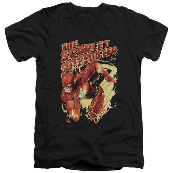 JLA - Scarlet Speedster Adult Slim Fit V Neck Cotton