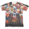 JLA - Wall Of Heroes Adult Regular Fit Short Sleeve 65 - 35 Poly - Cotton