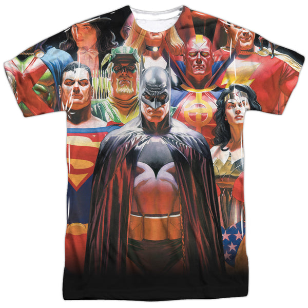 JLA - Wall Of Heroes Adult Regular Fit Short Sleeve 100% Poly