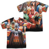 JLA - Wall Of Heroes (Front - Back Print) Adult Regular Fit Short Sleeve 100% Poly