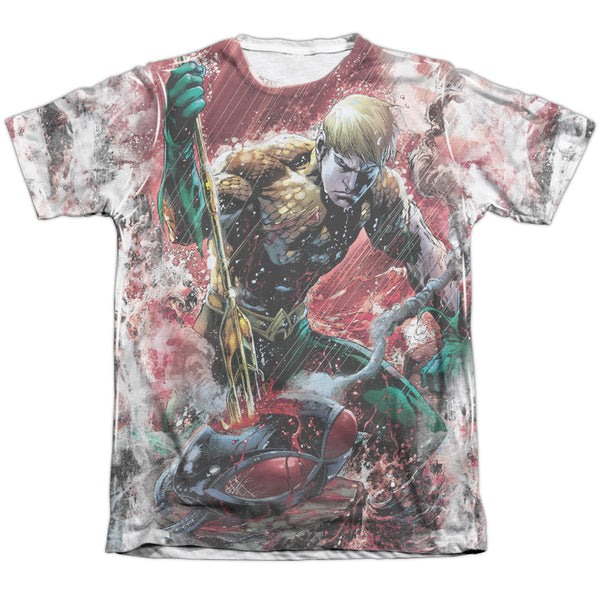 JLA - Aquaman Vs Manta Adult Regular Fit Short Sleeve 65 - 35 Poly - Cotton