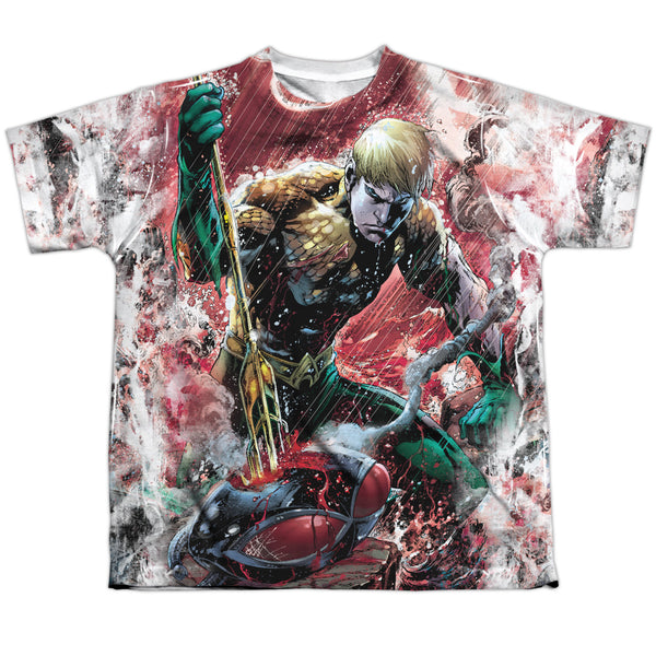 JLA - Aquaman Vs Manta Youth Short Sleeve 100% Poly