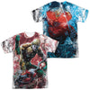 JLA - Aquaman Vs Manta (Front - Back Print) Adult Regular Fit Short Sleeve 100% Poly