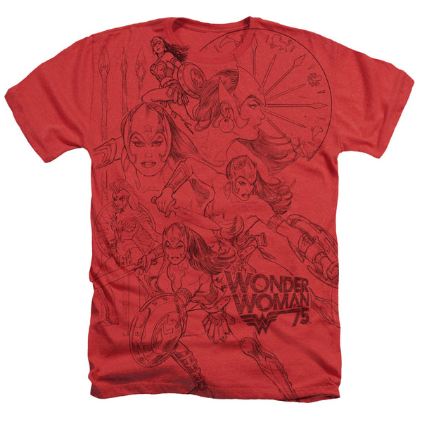 Wonder Woman - Ww75 Sketches Collage Adult Regular Fit Heather Short Sleeve