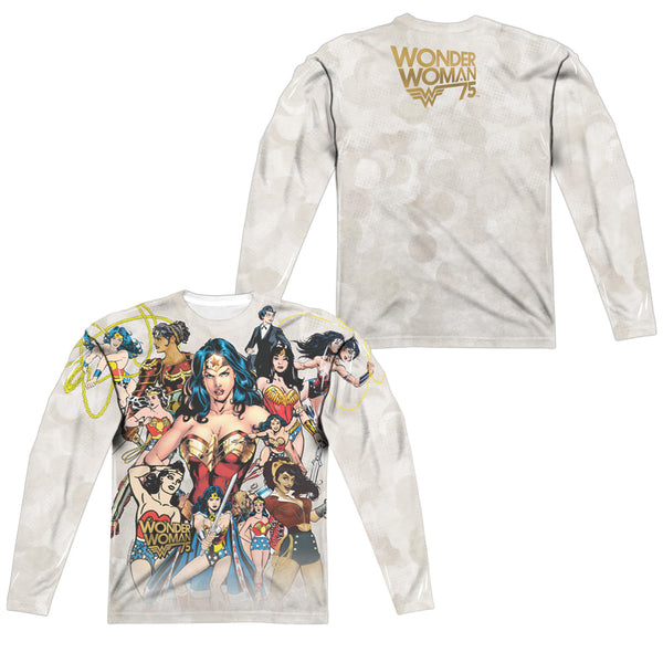 Wonder Woman - 75Th Collage (Front - Back Print) L - S Adult Poly Crew