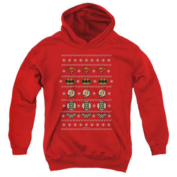JLA - Justice Shields Christmas Sweater Youth Hooded Sweatshirt