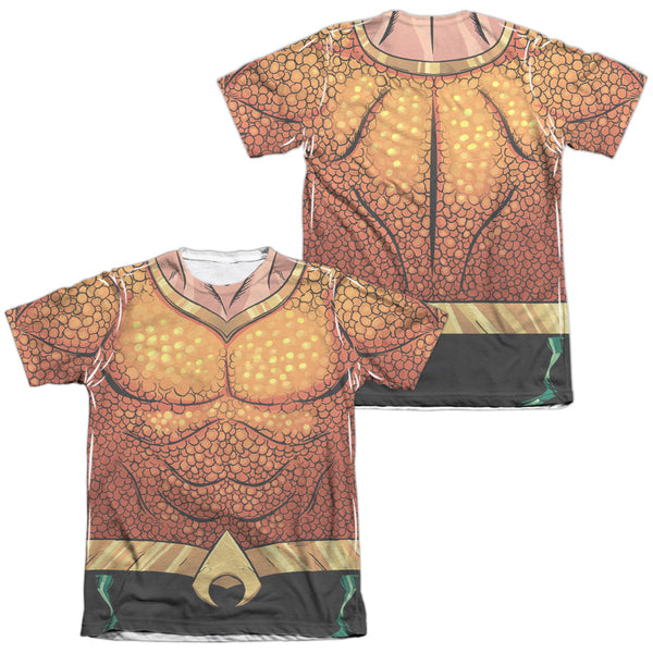 JLA - Aquaman Rebirth Uniform (Front - Back Print) Adult Regular Fit Short Sleeve 65 - 35 Poly - Cotton