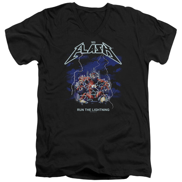 Flash - Run The Lightning Adult Slim Fit V Neck Cotton