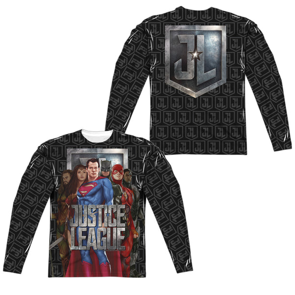 Justice League Movie - The League (Front - Back Print) L - S Adult Poly Crew
