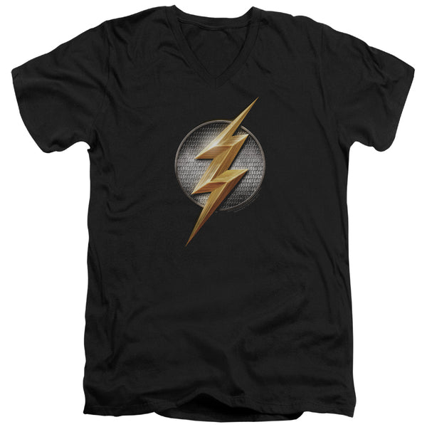 Justice League Movie - Flash Logo Adult Slim Fit V Neck Cotton