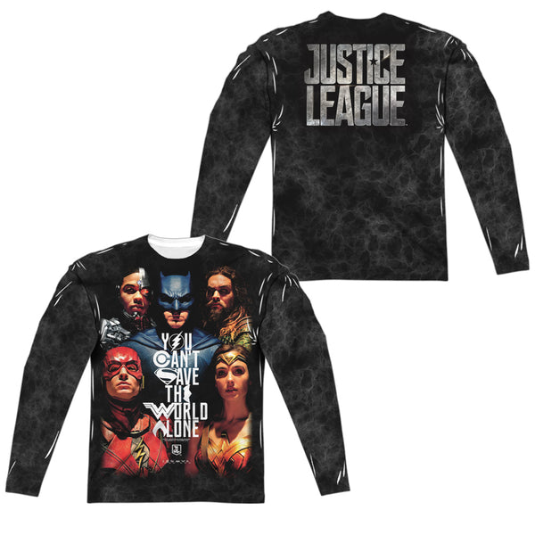 Justice League Movie - Save The World Poster (Front - Back Print) L - S Adult Poly Crew
