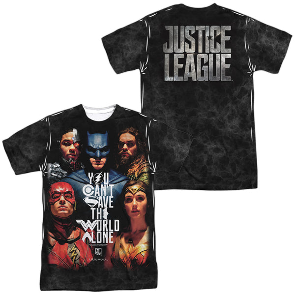 Justice League Movie - Save The World Poster (Front - Back Print) Adult Regular Fit Short Sleeve 100% Poly