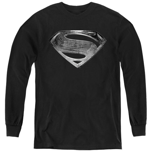 Justice League Movie - Superman Symbol Black Suit L - S Youth
