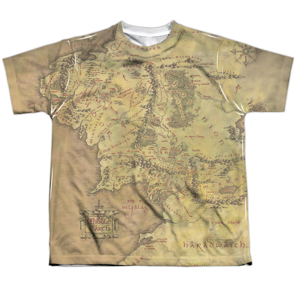 LOR - Middle Earth Map Youth Short Sleeve 100% Poly
