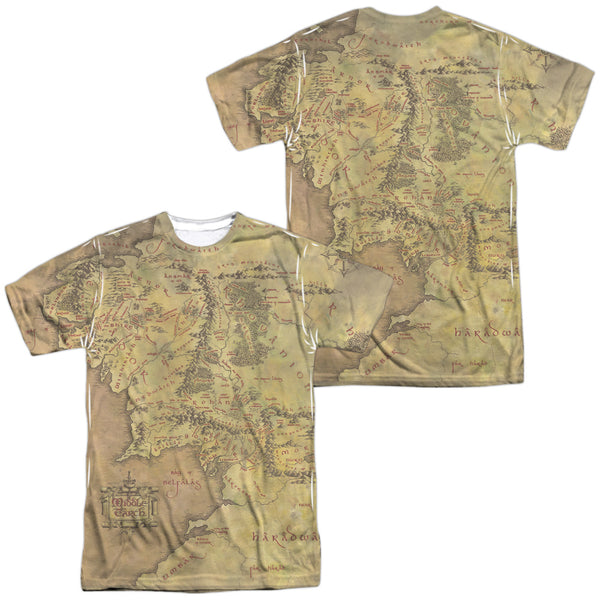 LORd Of The Rings - Middle Earth Map (Front - Back Print) Adult Regular Fit Short Sleeve 100% Poly