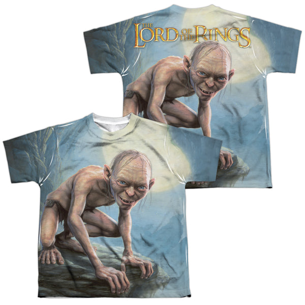 LOR - Gollum Moon (Front - Back Print) Youth Short Sleeve 100% Poly