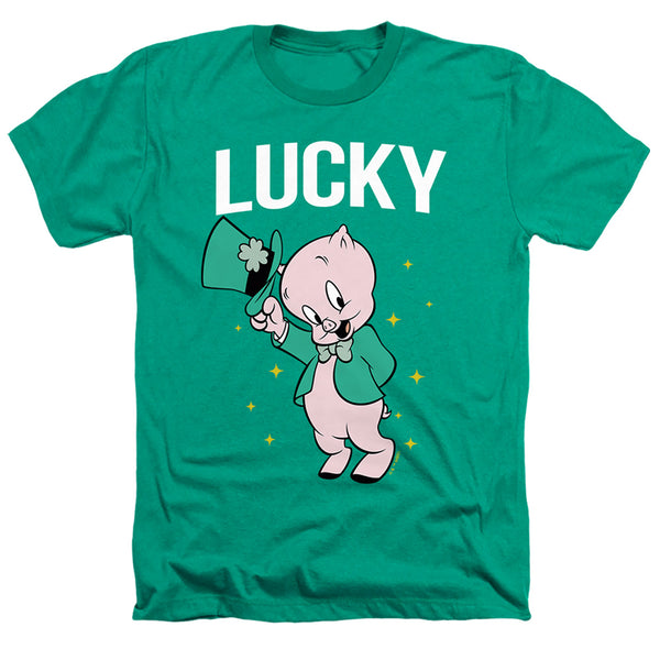 Looney Tunes - Porky Pig St. Patrick's Lucky Adult Regular Fit Heather Short Sleeve