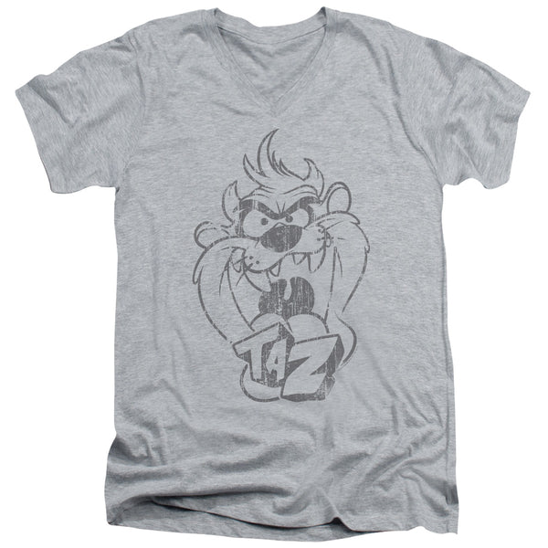 Looney Tunes - Faded Taz Adult Slim Fit V Neck Cotton