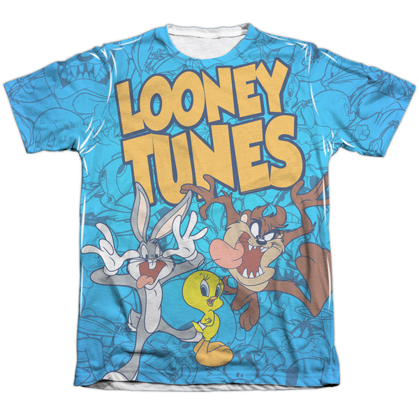 Looney Tunes - Collage Of Characters Adult Regular Fit Short Sleeve 65 - 35 Poly - Cotton