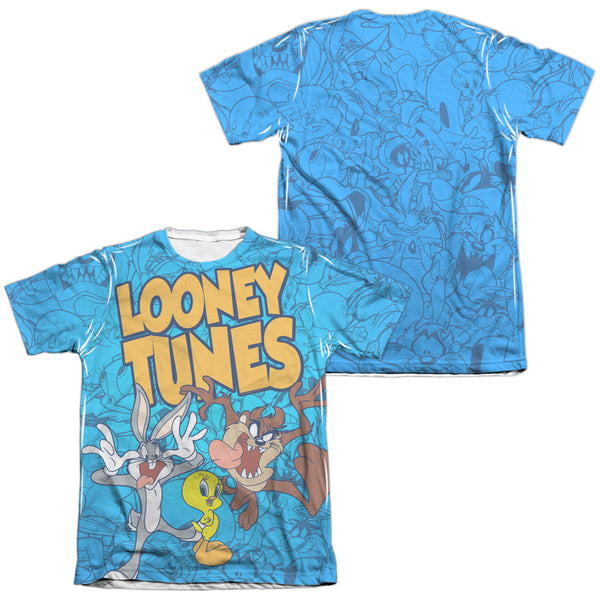 Looney Tunes - Collage Of Characters (Front - Back Print) Adult Regular Fit Short Sleeve 65 - 35 Poly - Cotton