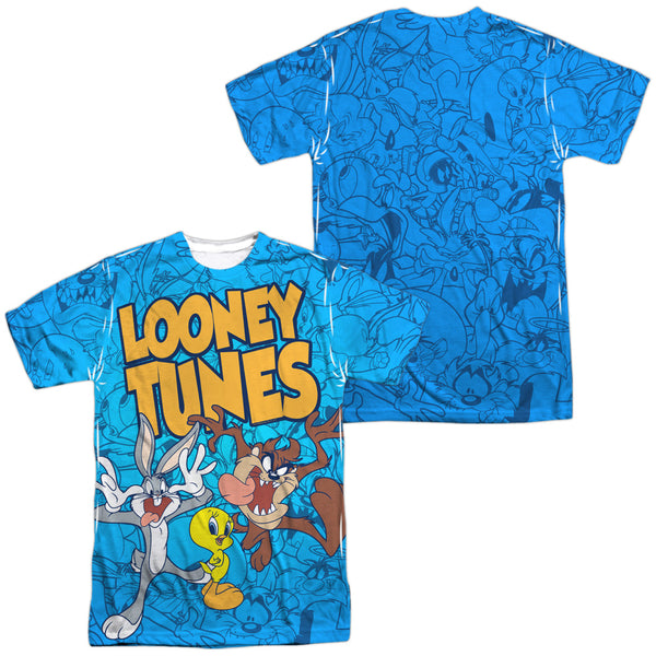 Looney Tunes - Collage Of Characters (Front - Back Print) Adult Regular Fit Short Sleeve 100% Poly