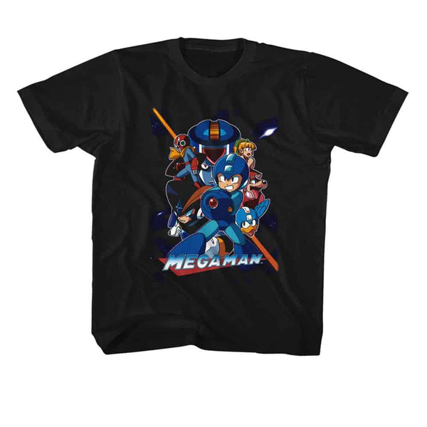 Mega Man Collage Orange Beam-Youth S/S Tshirt