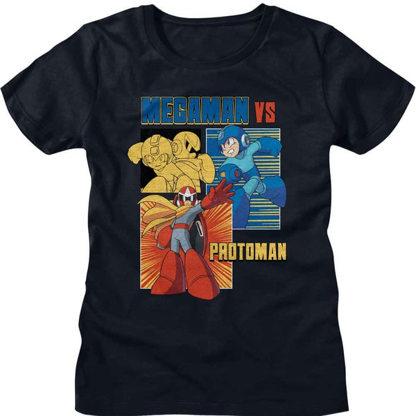 Mega Man Vs Protoman-Ladies S/S Tshirt