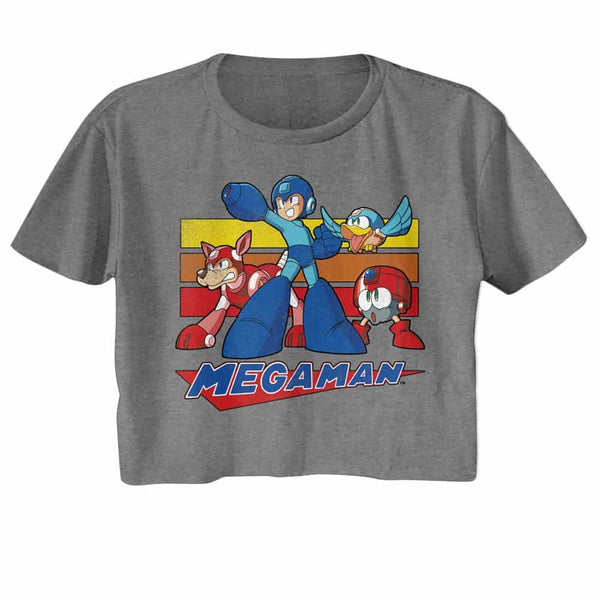 Mega Man Multi Color Rectangles-Ladies S/S Festival Cali Crop