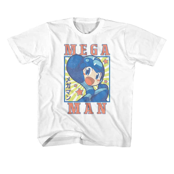 Mega Man Square And Stars-Youth S/S Tshirt