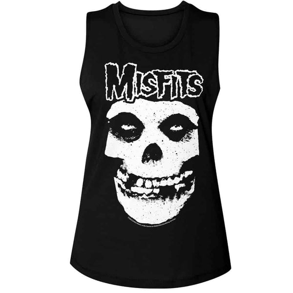 Misfits Logo Outline Skull- Ladies Muscle Tank