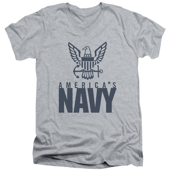 Navy - Eagle Logo Adult Slim Fit V Neck Cotton