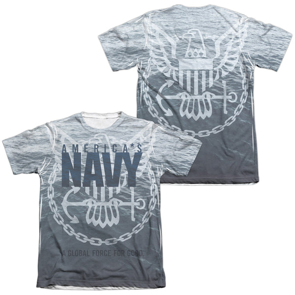 Navy - Force For Good (Front - Back Print) Adult Regular Fit Short Sleeve 65 - 35 Poly - Cotton
