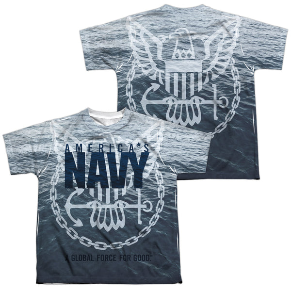 Navy - Force For Good (Front - Back Print) Youth Short Sleeve 100% Poly