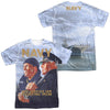 Navy - Long Gaze (Front - Back Print) Adult Regular Fit Short Sleeve 100% Poly