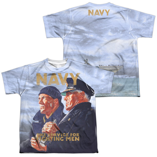 Navy - Long Gaze (Front - Back Print) Youth Short Sleeve 100% Poly