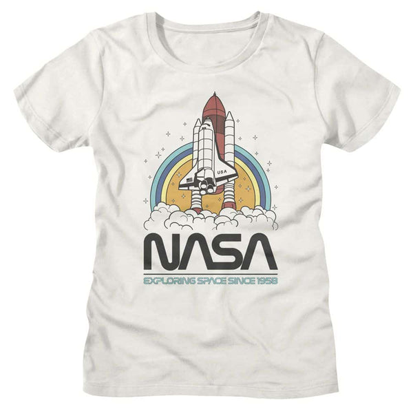 NASA Exploring Space Circles-Vintage Ladies S/S Tshirt