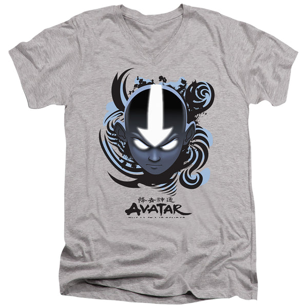 Avatar The Last Airbender - Airbender Blue And Black Kanji Adult Slim Fit V Neck Cotton