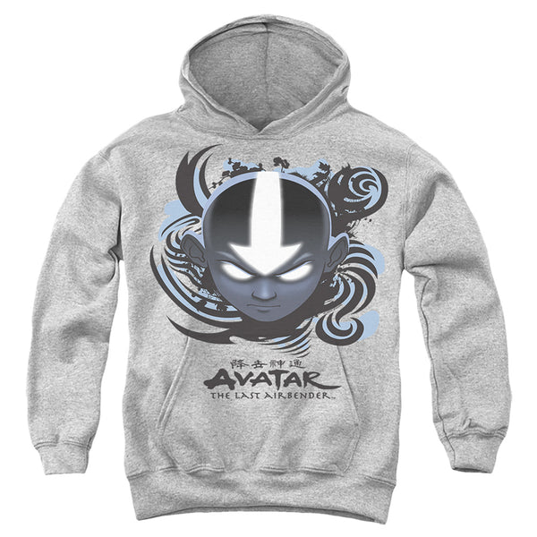 Avatar The Last Airbender - Airbender Blue And Black Kanji Youth Hooded Sweatshirt