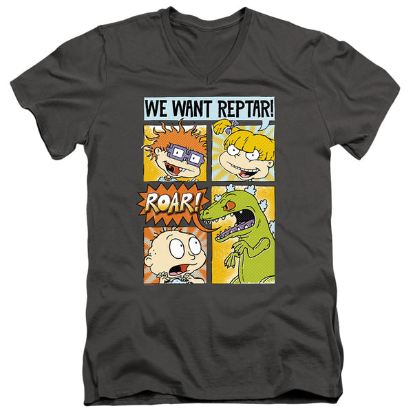 Rugrats - We Want Reptar! Comic Adult Slim Fit V Neck Cotton