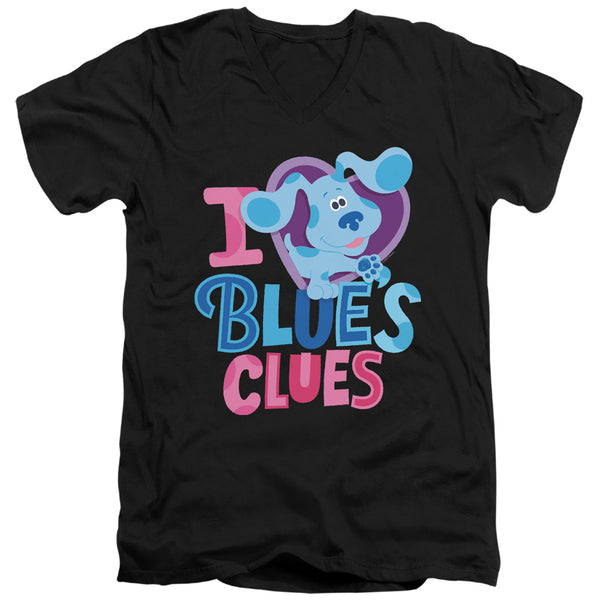 Blues Clues & You - I Heart Blue Adult Slim Fit V Neck Cotton