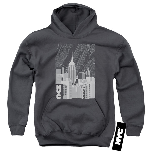 New York City - Manhattan Monochrome Youth Hooded Sweatshirt