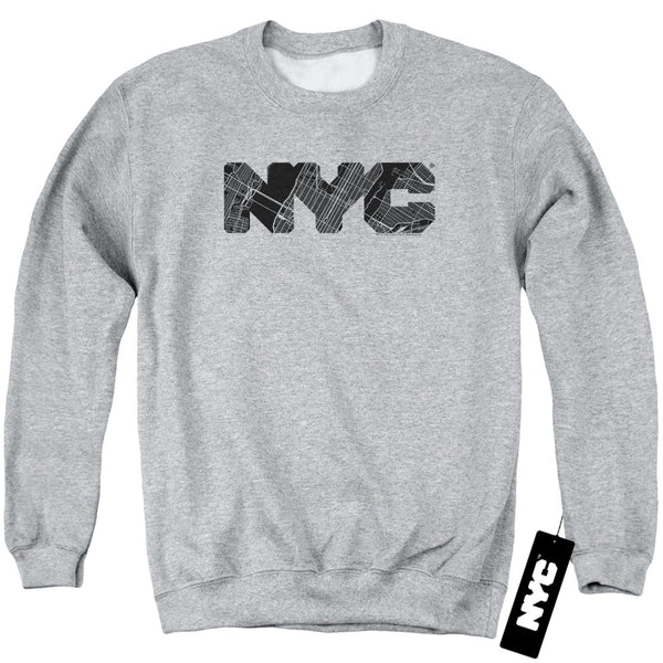 New York City - Nyc Map Fill Adult Crewneck Sweatshirt