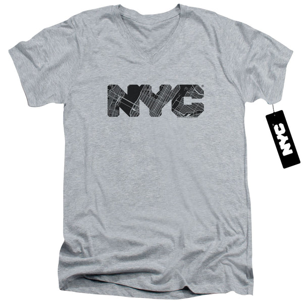 New York City - Nyc Map Fill Adult Slim Fit V Neck Cotton