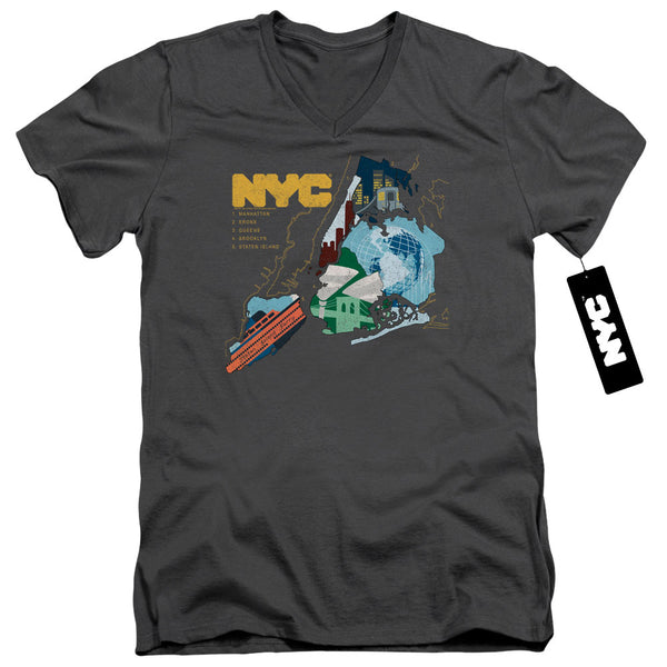 New York City - Five Boroughs Adult Slim Fit V Neck Cotton