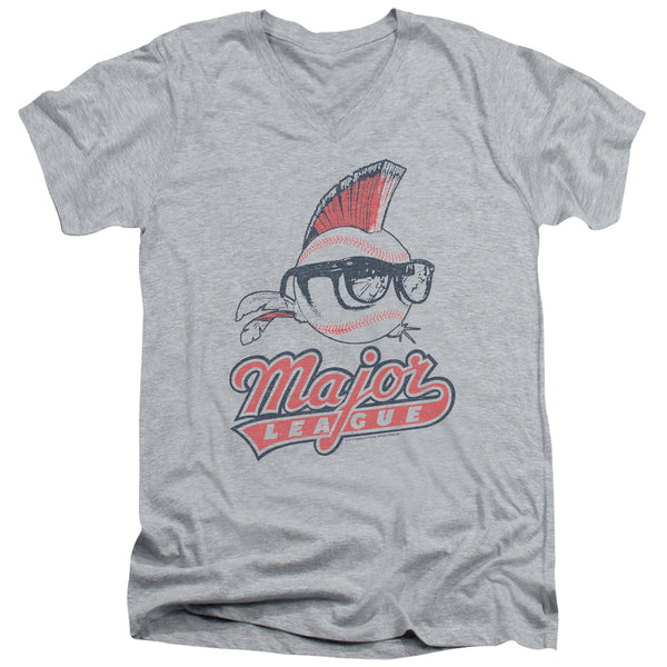 Major League - Vintage Logo Adult Slim Fit V Neck Cotton